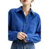 Toma real en stock Otoño/Invierno 2026 Nuevo Azul Klein Camisa Cepillada para Mujer Temperamento Viajes Capa Exterior