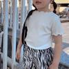 Liquidação Estilo Coreano Menina Cor Sólida Seda de Gelo Babado Manga Curta Camiseta Moda Versátil Tendência Top para Meninas