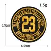 No. 23 Marca Chaozhou Ropa Bordado por Computadora Tela Bordada Pegatinas para Bordar Sin Costuras Estrella de Cinco Puntas Patrón de Logo Redondo Parches para Ropa Pegatinas