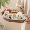 Juego de Té Kung Fu de Cerámica Chino de Fábrica Pintado a Mano con Pila Tallada Panda Una Tetera Dos Tazas Traje Tetera de la Fortuna de Alto Grado Taza de Té