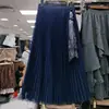 Falda de Malla Plisada Doble Cara Nueva para Otoño e Invierno con Accesorios 2025 Nueva Falda de Hada Delgada de Longitud Media Falda de Malla
