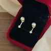 Brincos de Pérola de Vidro para Mulheres, Brincos de Zircônia com Pendente Estilo Designer, um Brinco Versátil e Delicado Que Pode Ser Usado de Duas Maneiras