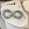 Goma para el pelo plisada de perla azul grisáceo estilo coreano con un toque de alta gama, encaje, alta elasticidad, scrunchie, nueva banda elástica de verano