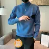 Suéter de cuello alto medio con forro polar para hombre, estilo coreano de otoño e invierno, tejido de punto interior ajustado, suéter de lana engrosado versátil de alta gama