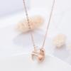 Vendas diretas da fábrica novo conjunto de jóias colar de aço titânio feminino simples pulseira de moda três anel de diamante atacado