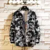 2026 Nueva Moda Otoñal Estilo Coreano para Hombre Camisa Larga Estampada de Talla Grande con Cuello de Solapa Camisa Casual de Playa