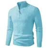 2026 Comercio Exterior Otoño/Invierno Suéter de Punto para Hombre con Media Cremallera y Cuello Alto Estilo Europeo y Americano Suéter de Punto Trenzado Camiseta Térmica para Hombre