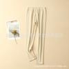 Leggings longas de lã escovada de seda forrada, espessas, de cintura média, calças compridas 100% seda de amoreira, calças quentes, calças compridas, inverno, mulheres
