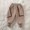 Suporta Personalização~ Calças Infantis com Lã para o Inverno, Espessadas para Outono e Inverno, Novo Estilo Calças Casuais Integradas para Meninos, Calças Compridas para Bebê