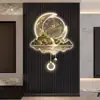 Reloj de Pared Moderno de Lujo Ligero para Fondo de Rejilla de TV Sala de Estar Pintura Decorativa Comedor de Gama Alta Comedor con Mural Luminoso