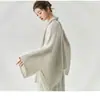 Cardigan de Punto Campari 25% Seda de Morera 75% Cachemira para Mujer, Cuello Halter, Holgado, Mangas Anchas, Abrigo Suéter