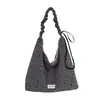 Nova bolsa de ombro estilo coreano com estampa de estrelas e flores 2026, grande capacidade, bolsa tote plissada, casual e versátil para uso diário e para ir ao trabalho