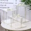 Caixa Transparente para Bolo de Aniversário Camada Dupla Aumentada 4 polegadas 6 polegadas 8 polegadas 10 polegadas Caixa Retangular Caixa de Embalagem Fita Laminada