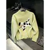 Suéter pullover amarelo estilo coreano para mulheres, outono, modelagem solta, top de tricô casual e macio