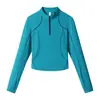 Camiseta de manga larga con media cremallera, color sólido de otoño, para mujer, que absorbe la humedad y se seca rápidamente, top deportivo ligero y transpirable para senderismo y trekking