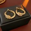 Brincos Agulha de Prata Antigos Médios Vintage Banhados a Ouro Real em Forma de Cobra com Zircônias Brincos de Nicho de Luxo Leve de Alta Qualidade para Mulheres