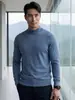 Suéter de imitación de alta calidad para hombre 100% cachemira pura, cuello semi-alto, tejido de punto casual de negocios para otoño e invierno, camiseta básica de color liso