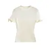 Camiseta de Manga Corta de Punto de Seda de Hielo Blanca con Lazo Hueco Estilo Coreano para Mujer Verano Chica Caliente Hombro Normal Ajuste Delgado Top Corto