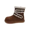 Super bonitas botas de neve Birkenstock com sola grossa, que aumentam a altura, versáteis, forradas com fleece, espessadas, de cano médio para a panturrilha, novo estilo feminino, sapatos de algodão quentes de inverno
