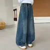 Calça Jeans Feminina 2026 Outono Novo Estilo Estampa de Estrela Calça Banana Calça Wide Leg Calça Longa Solta Roupas de Outono para Crianças Calças