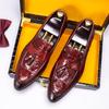 Sapatos de couro pontiagudos homens barbeiro cabeça camada couro cowhide negócios formal vestir couro crocodilo padrão europeu e americano One-Step sapatos masculinos atacado