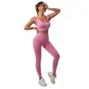 Conjunto Esportivo Novo Transfronteiriço Europeu e Americano para Mulheres, Calça e Top Cropped de Yoga com Cintura Alta Levanta Bumbum Pêssego