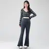 Pantalones de campana para maternidad de Otoño 2026 sin soporte para el vientre, Pantalones largos casuales versátiles para mujeres embarazadas petite, Pantalones cropped de campana ligera