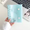 A7 Portadocumentos de Anillas de Color con Cubierta Suave de PVC Brillante con Doble Clip en Forma de Corazón para Almacenamiento de Pegatinas y Fotos Polaroid