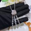 Collar de Diamantes Colgante de Borla de Camelia Deslumbrante de las Spice Girls para Mujer Cadena de Estrella Brillante con Diamantes Micro-incrustados