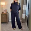 Conjunto de Dos Piezas para Mujer 2025 Europeo y Americano Transfronterizo Nuevo Otoño e Invierno Sudadera Color Sólido Cuello Alto Top Casual Elegante para el Trabajo