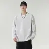 Sudadera informal de cuello redondo de estilo americano de moda para hombre, 2026 primavera/otoño, resistente, informal, talla grande, versátil, de manga larga, básica