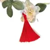 Directo de fábrica 8CM borla corta y gruesa con púas colgante antiguo Hanfu marcapáginas estilo chino anillo de tracción accesorios de borla