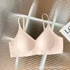 Ropa interior de tiras de gel explosivas sin costuras para mujer, seda de hielo, sensación fresca, pecho grande, pequeño, delgado, copa fija, sujetador push-up, fábrica, verano