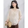 Fotos Reales de Ropa de Mujer de Comercio Exterior en Stock: Camisa de Manga Larga con Cuello en V y Volantes, Estilo Nuevo Verano 2026 para Mujer, Atuendo de Primavera