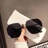 Óculos de Sol Polarizados Azul Transparente para Homens, Óculos de Sol Poligonais de Metal para Dirigir, Óculos Tendência Estilo Coreano para Viagem à Beira-Mar para Mulheres