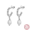 Pendientes de Plata de Ley 925 Huasheng Jewelry Perlas de Agua Dulce Naturales Pendientes de Perla Pipa Barroca Venta Directa del Fabricante