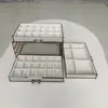 Caja de Almacenamiento de Joyería de Acrílico Transparente Gris Tipo Cajón a Prueba de Polvo para Anillos, Pendientes, Collares, Pulseras - Caja Multifuncional de Terciopelo