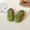 Moda Niños Zapatillas Tejidas Retro Birkenstock Primavera/Otoño 2026 Nuevas Simples Color Sólido Punta Cerrada Media Zapatilla Uso Exterior