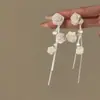 Rama de Flor Sueño Flotante Pendientes Súper Hada con Circonita Brillante Color Rosa Pendientes Largos con Borla Lujo Ligero Pendientes Elegantes de Alta Gama para Mujer
