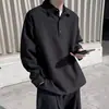 Camisa polo masculina manga longa, moderna e estilosa, com gola de lapela, adequada para uso casual, versátil, versão coreana 2026, top de moda outono