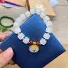 Novo bracelete de fecho de vida longa em imitação de jade branco pulseira de segurança para estudantes pulseira de cristal pulseira de casal loja de ouro vivo presente
