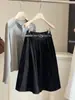 Falda Blanca Estilo Academia Línea A para Mujer, Nueva Falda Elegante tipo Paraguas de Cintura Alta para Verano, Falda Midi Voluminosa de Cintura Elástica Petite