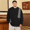 Sudadera de moda para hombre talla grande, colores otoñales combinados, cuello redondo, corte holgado para personas más corpulentas, top casual tipo pullover