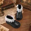 Botines Cortos de Moda para Niñas con Adorno de Encaje y Moño Estilo Princesa 2026 Otoño Nuevos Casuales Versátiles Suela Suave Botines de Moda