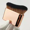 Brocha de Maquillaje Multifuncional Personalizada con Mango Individual de Bambú y Cerdas Suaves, Brocha Cosmética Angular para Base de Maquillaje, Brocha de Cuello Plano