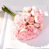 Ramo de flores artificiales de 27 piezas transfronterizo, flores de loto artificiales, decoración de bodas, accesorios para fotografía, peonías artificiales, rosas, adornos decorativos