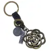 Llavero de Cuero Tejido Hecho a Mano Retro Artístico Regalo Pequeño Unisex Versátil Colgante para Bolsa de Llaves de Coche