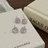 Pendientes de Zirconia Corte Rosa Plateados para Mujer 2026 Nuevo Estilo Caliente Pendientes de Lujo Ligero Pendientes con Cierre de Plata de Ley 925