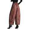 Tiro Real de Pantalones Anchos Jacquard Estilo Chino para Mujer, Nuevos Pantalones de Algodón Cálido con Relleno de Plumón Otoño e Invierno, Pantalones Lantern de Nueve Puntos, Pantalones Casuales para Botas