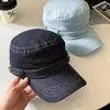 Gorra de equitación retro estilo coreano de mezclilla de copa plana para mujer, moderna y versátil, hace que la cara se vea más pequeña, protege del sol y proporciona sombra, boina de repartidor